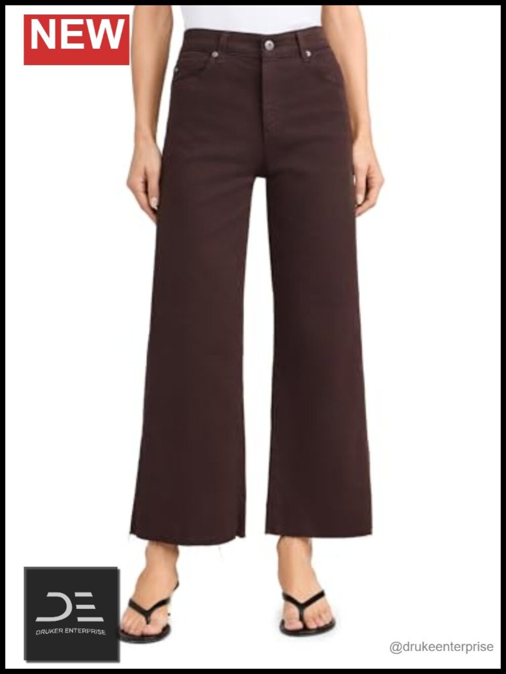 Wide Leg Crop Jeans Mid Rise Stretch Denim 5-Pocket
